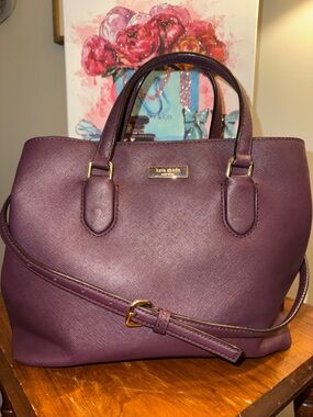 kate spade ♠️ Laurel Way Evangelie Plum Saffiano Leather Satchel EUC